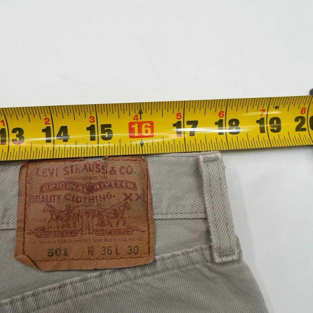 Vtg 90s Levi's 501s 36X30 (35.5X28)‎ Denim Jeans Gray ButtonFly Classic Straight
